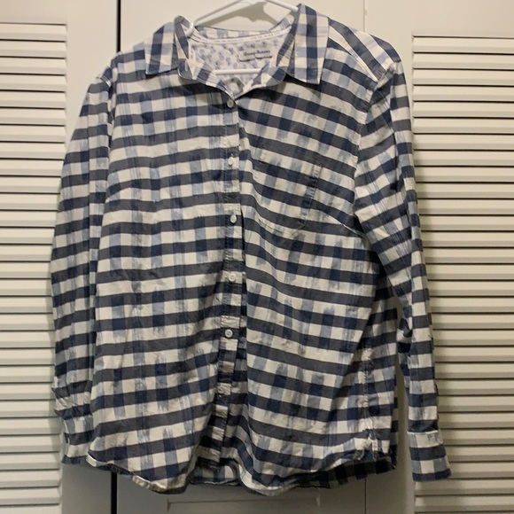 L Tommy Bahama grey & white plaid long sleeve  button down shirt. 100% cotton - Picture 1 of 2